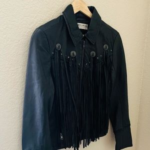 Deep Coffee Brown Idyllwind GENUINE LEATHER Fringe Jacket